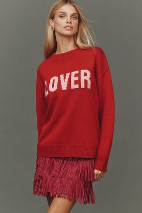 English Factory Ribbed Hem Graphic Sweater