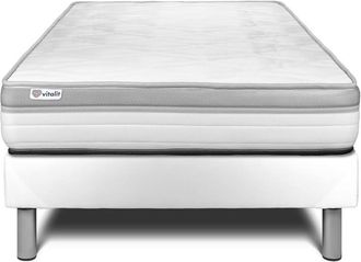 VITALIT Somier blanco + colch&oacute;n con espuma 120 x 190