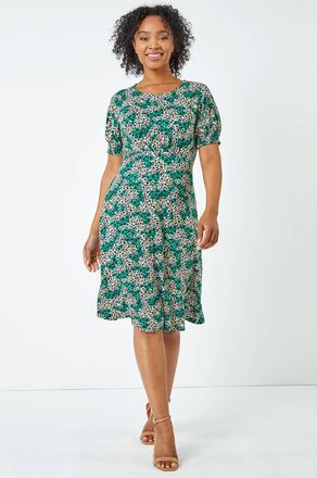 Roman Shirred Sleeve Floral Dress