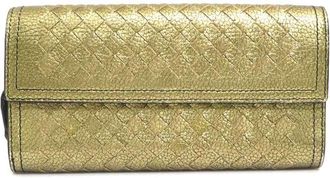 Bottega Veneta Gold Intrecciato Long Wallet (Bi-Fold) (Pre-Owned)