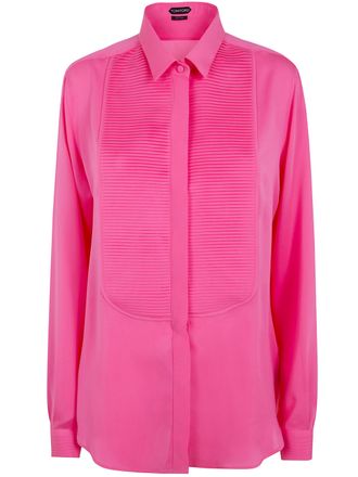 Tom Ford Washed Silk Georgette Tuxedo Shirt