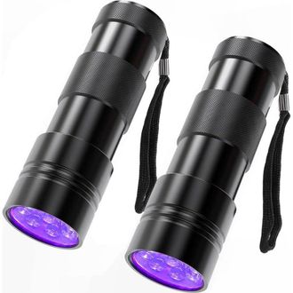 OEM Paquete De 2 Linternas Uv, Linterna De Luz Negra De 12 Led Y 395 Nm, Mini Detector Para Perros, Manchas De Orina, Chinches Y Escorpiones. (pilas No In