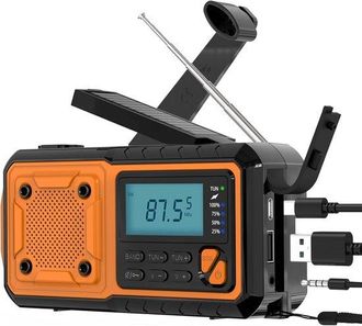 No Brand Radio Solar De Emergencia, Receptor De Supervivencia Con Bater&iacute;a De 4000 Mah, Linterna, L&aacute;mpara De Lectura Y Se&ntilde;al Sos Para Senderismo