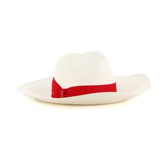 Borsalino Hats, female, Beige, Size: L White Straw Panama Hat with Red Band