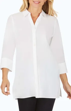 Foxcroft Pamela Non-Iron Stretch Tunic in White at Nordstrom, Size 2
