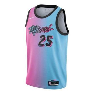 Nike Mens Nike Swingman Miami Heat Gradient Quick Dry Environmental Friendly Knit Basketball Jersey/Vest Purple Blue CN1741-691
