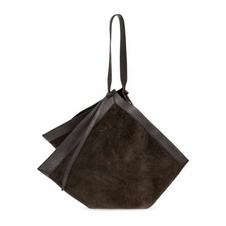 Yuzefi Tassen, Dames, Bruin, ONE Size, Leer, Grote Wonton Tas