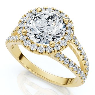 Pompeii3 1.90Ct Diamond Engagement Ring Split Shank Ring 14k Gold or Platinum Lab Grown