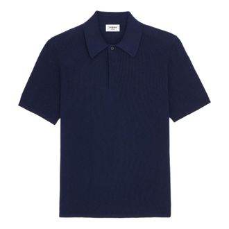 Saint Laurent Polo in Cotton - male - Saint Laurent - Polo Shirts - Blue - S - Tops