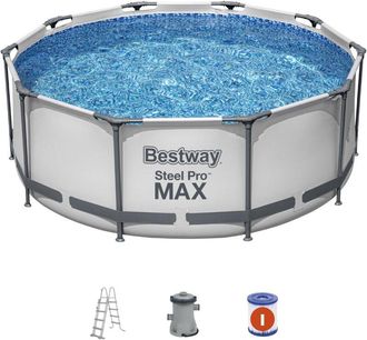 Bestway Piscina Desmontable Tubular Bestway Steel Pro Max 305x100 Cm Con Escalera 76x119x163 Cm Depuradora Cartucho 1.249 L/h