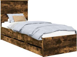 vidaXL Estructura De Cama Roble Ahumado 75 X 190 Cm Madera Ingenieril Vidaxl