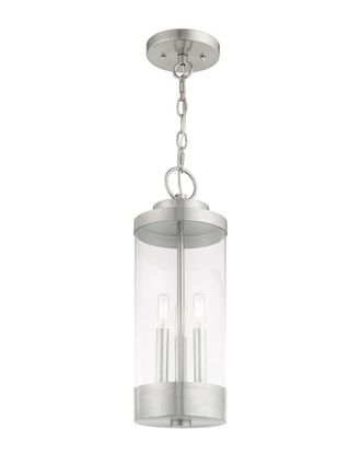 Livex Lighting Livex Hillcrest 3 Light Brushed Nickel Outdoor Pendant Lantern