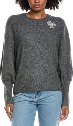 CeCe by Cynthia Steffe Cece Heart Rhinestone Patch Puff Sleeve Sweater