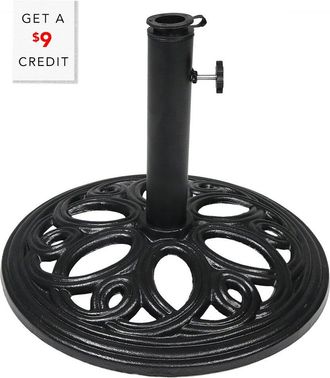 Sunnydaze Heavy-Duty Cast Iron Outdoor Patio Umbrella Base Stand/Holder With $9 Credit