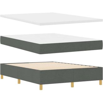 vidaXL Box Spring Bed with Mattress Dark Grey 140 x 190 cm Fabric vidaXL