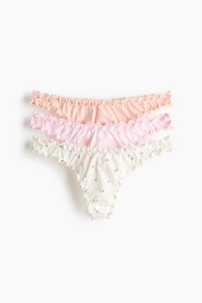 H&M 3er-Pack Tangas mit Overlockdetail - White