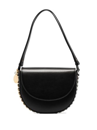 Stella McCartney Black Frayme Medium Flap shoulder bag