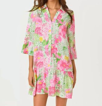 Lilly Pulitzer Womens Rayanna Tunic Dress In Resort White Mum Patch