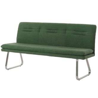 Hhg Nunca Usado] Banco Hhg 151, Banco De Comedor Banco Tapizado, Respaldo Tela/textil Boucl&eacute; Acero Inoxidable Cepillado 180cm, Verde