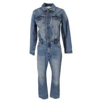 Michael Kors Michael Michael Kors Long Sleeve Denim Jumpsuit in Blue Cotton