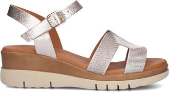 Lina Locchi Schoenen, Dames, Grijs, 41 EU, Leer, Elegante Sandalen met 5cm Sleehak