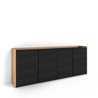 Skraut Home Aparador efecto madera negro y roble 207x35x80cm
