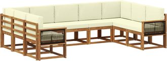 vidaXL Conjunto De Sof&aacute;s De Exterior 9 Uds. Natural Y Crema Vidaxl
