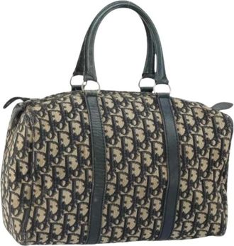 Dior Pre-owned Handbags, female, Blue, Size: ONE SIZE Pre-owned Trotter Canvas Boston Bag