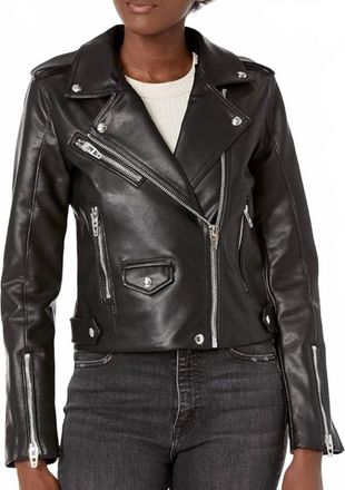 Blank NYC Womens Faux Leather Moto Jacket In Black