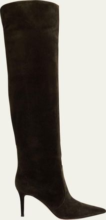 Gianvito Rossi Hansen Suede Pointed-Toe Knee Boots