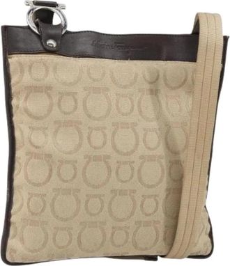 Ferragamo Pre-owned Cross Body Bags, female, Beige, Size: ONE SIZE Pre-owned Canvas Shoulder Bag