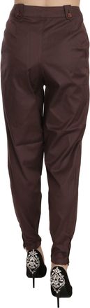 Just Cavalli Womens High-Waist Tapered Trousers Brown Cotton Elastane