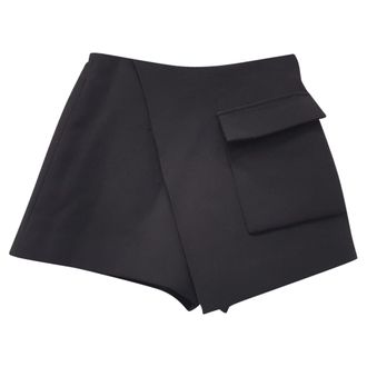 Self Portrait Crepe Mini Skort in Black Polyester