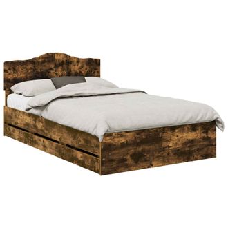 vidaXL Estructura De Cama Roble Ahumado 120 X 190 Cm Madera Ingenieril Vidaxl