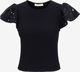 Ulla Johnson T-Shirt mit Volant&auml;rmeln aus Jersey Edith