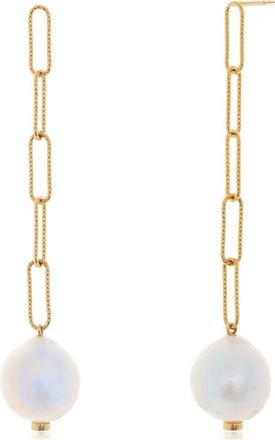 Monica Vinader Baroque Pearl Linear Drop Earrings in Yellow Gold at Nordstrom Rack