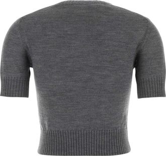 Jil Sander Womens Virgin Wool Crewneck Sweater Gray Vergine
