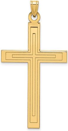 Diamond2Deal 14k Yellow Gold Solid Laser Etched Cross Pendant