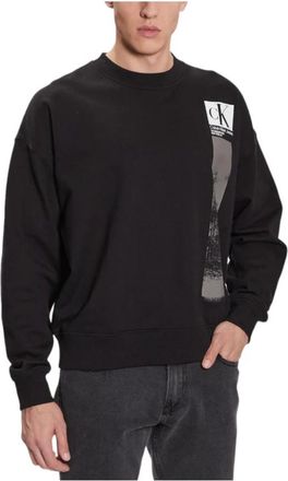 Calvin Klein Modern Brushstroke Crew Neck Sweater - Heren - Sweatshirts - Zwart - 2XL - Katoen - Hoodies & sweatvesten