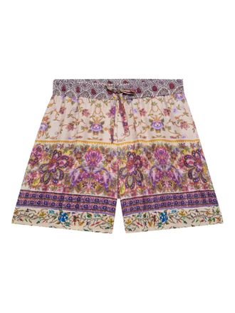 Pierre-Louis Mascia floral-print drawstring shorts - unisex - Silk - S - Purple