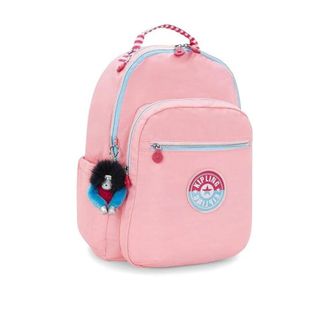 Kipling Seoul Backpack Womens Pink Monkey Keychain Shoulder Strap Bag DDR3141