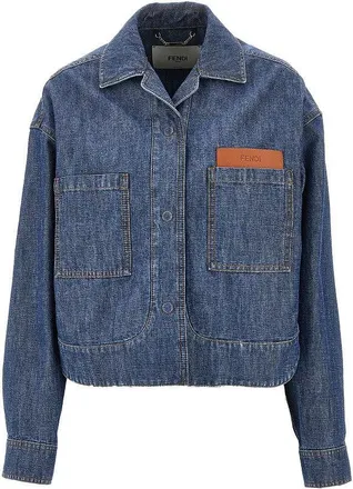 Fendi Chambray short jacket with leather pocket Woman 40