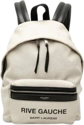 Saint Laurent Pre-owned City Backpack - Dames - Vintage Rugzakken - Beige - ONE Size - Leer - Vintage