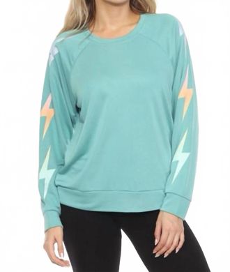 PJ Salvage Gradient Vibes Long Sleeve Lounge Top In Sea Green