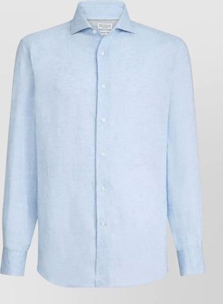 Brunello Cucinelli lightweight long sleeve button-down collar shirt