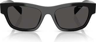Prada 0pr B09s Bold Rectangular Frame Black Acetate Sunglasses