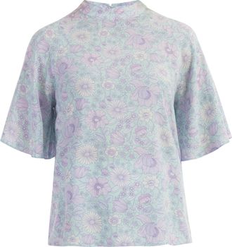 Usha blouse met korte mouwen Dames Turkoois Veelkleurig