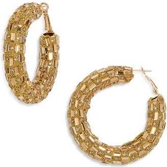 Tasha Beaded Rhinestone Hoop Earrings in Gold at Nordstrom Rack