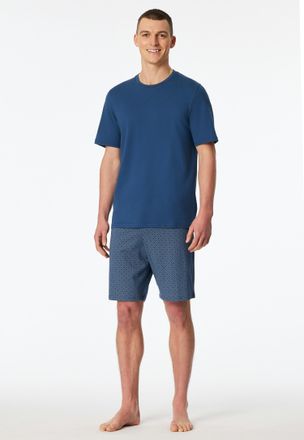Schiesser Pyjama SCHIESSER Casual Essentials, Herren, Gr. 48, 815, blau, Single Jersey, Obermaterial: 100% Baumwolle, bequem kniefrei, Rundhals, Homewear-Sets P