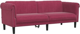 vidaXL Sofá de 3 plazas terciopelo rojo tinto Vidaxl